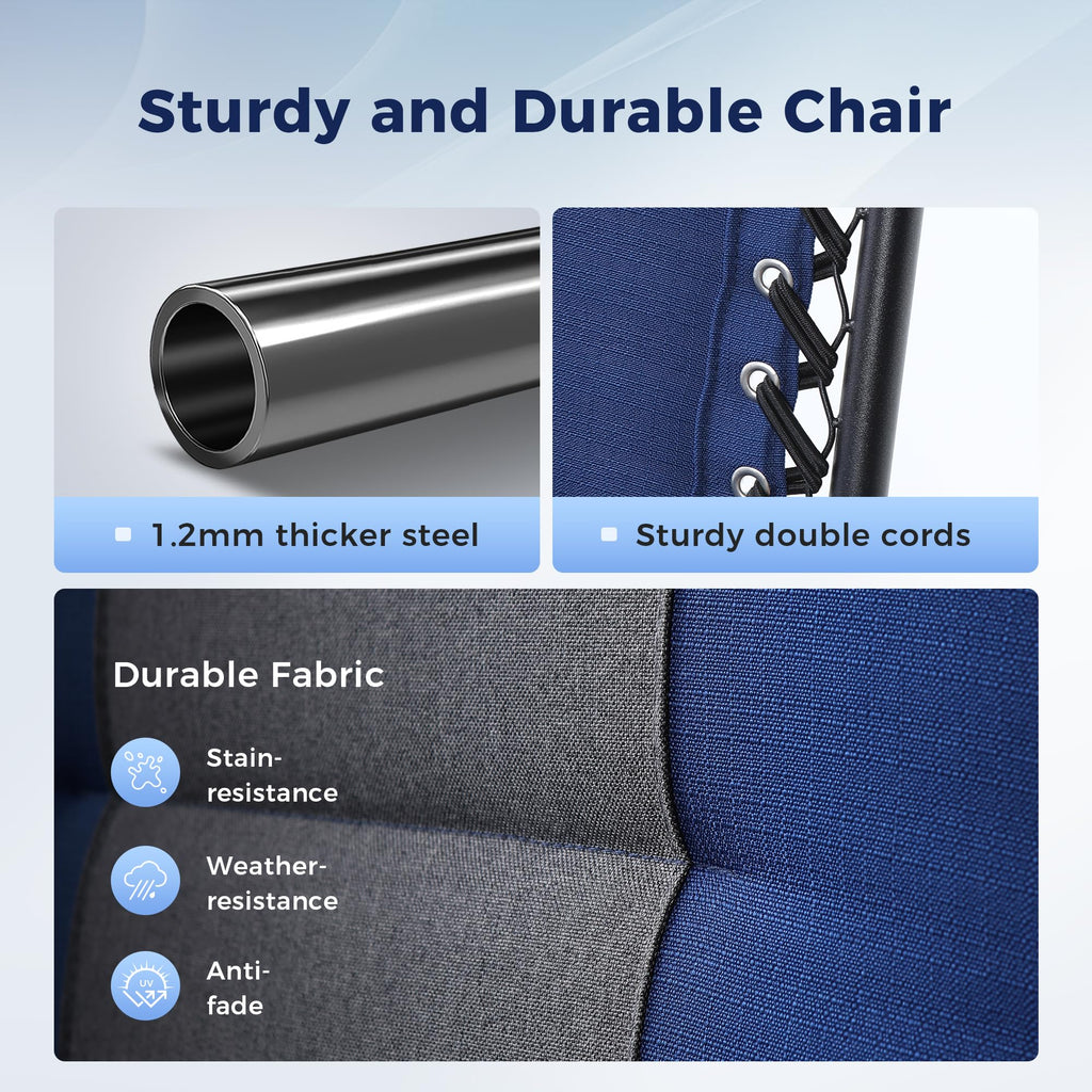 Oversized Padded Zero Gravity Chair Set of 2 Blue G153