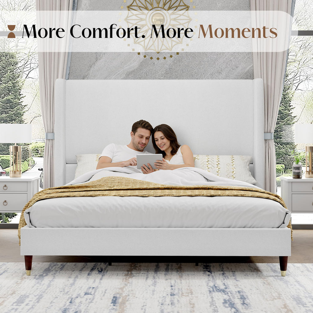 Queen Bed Frame Upholstered Bed White H669789