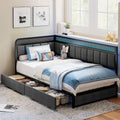 Twin Corner Bed Frame with Upholstered Guardrail U882