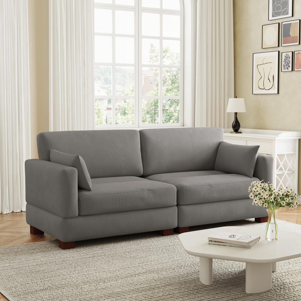 Light Gray Loveseat Sofa with Ottoman O869