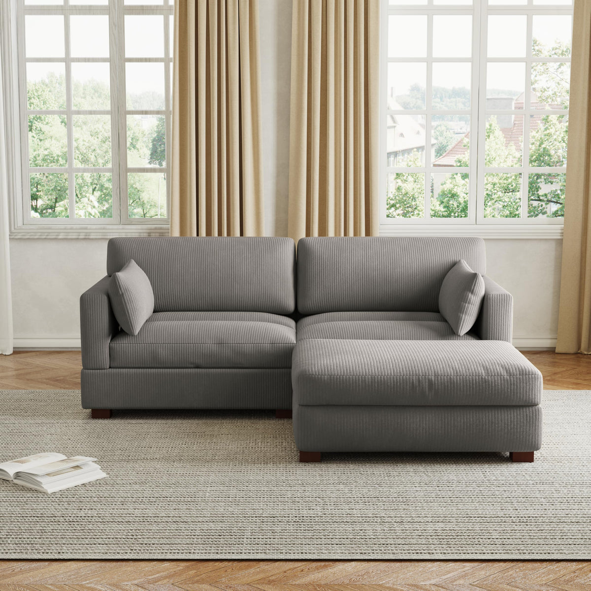 Light Gray Loveseat Sofa with Ottoman O869