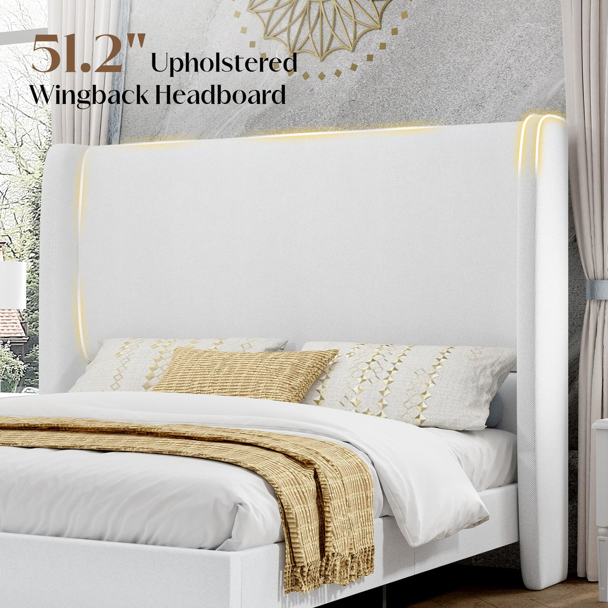 Queen Bed Frame Upholstered Bed White H669789