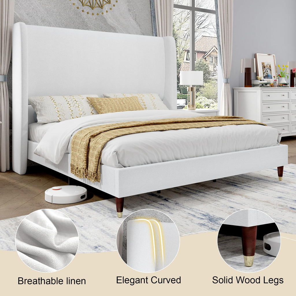Queen Bed Frame Upholstered Bed White H669789