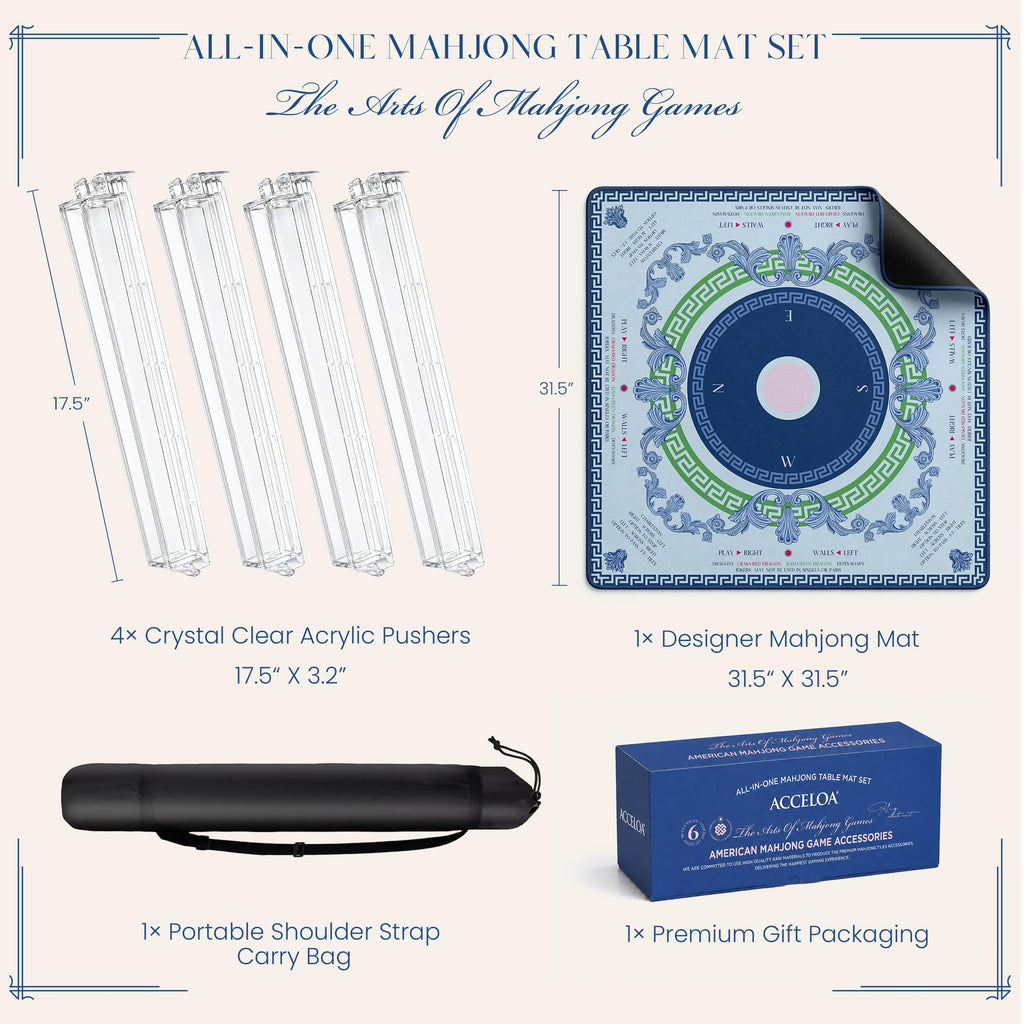 Mahjong Mat and Racks Set Waterproof Neoprene A442